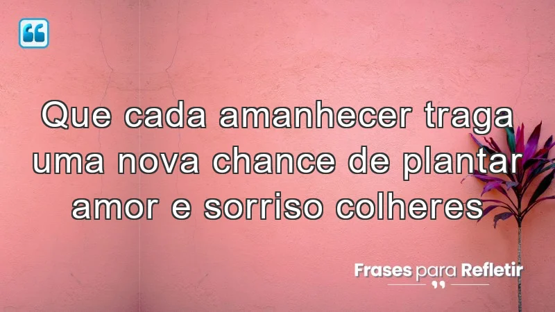 Que cada amanhecer traga uma nova chance de plantar amor e sorriso colheres.